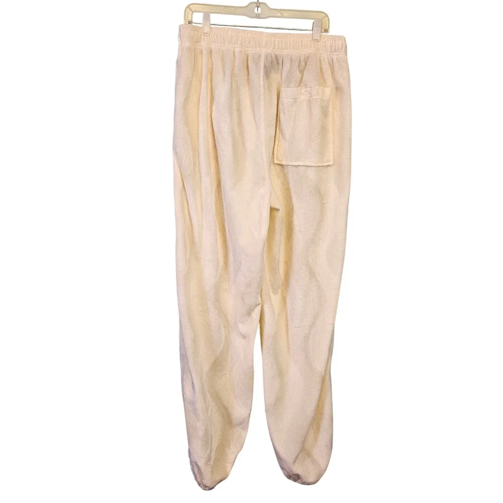 Stardom Collection Mens Plush Fleece Jogger Pants Ivory 2XL Cozy Lounge Casual
